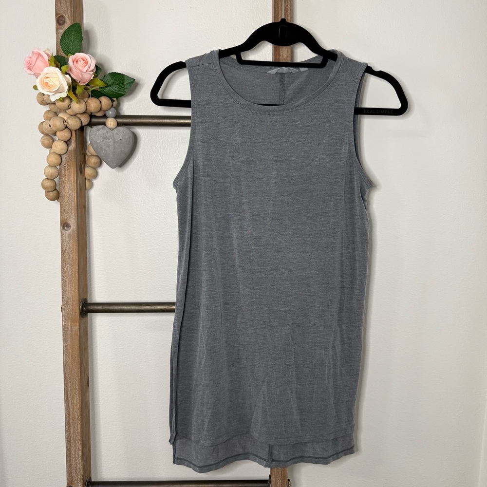 ATHLETA Threadlight Layering Tank‎ Top Gray Split Seam Size XXS
